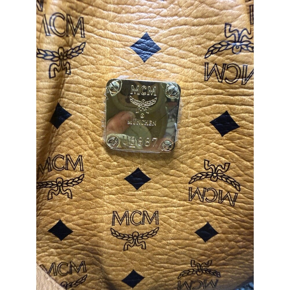 MCM Visetos Cognac 2-Way Tote EUC Fantastic Bag For Fall Plastic on Hardware - Picture 2 of 16